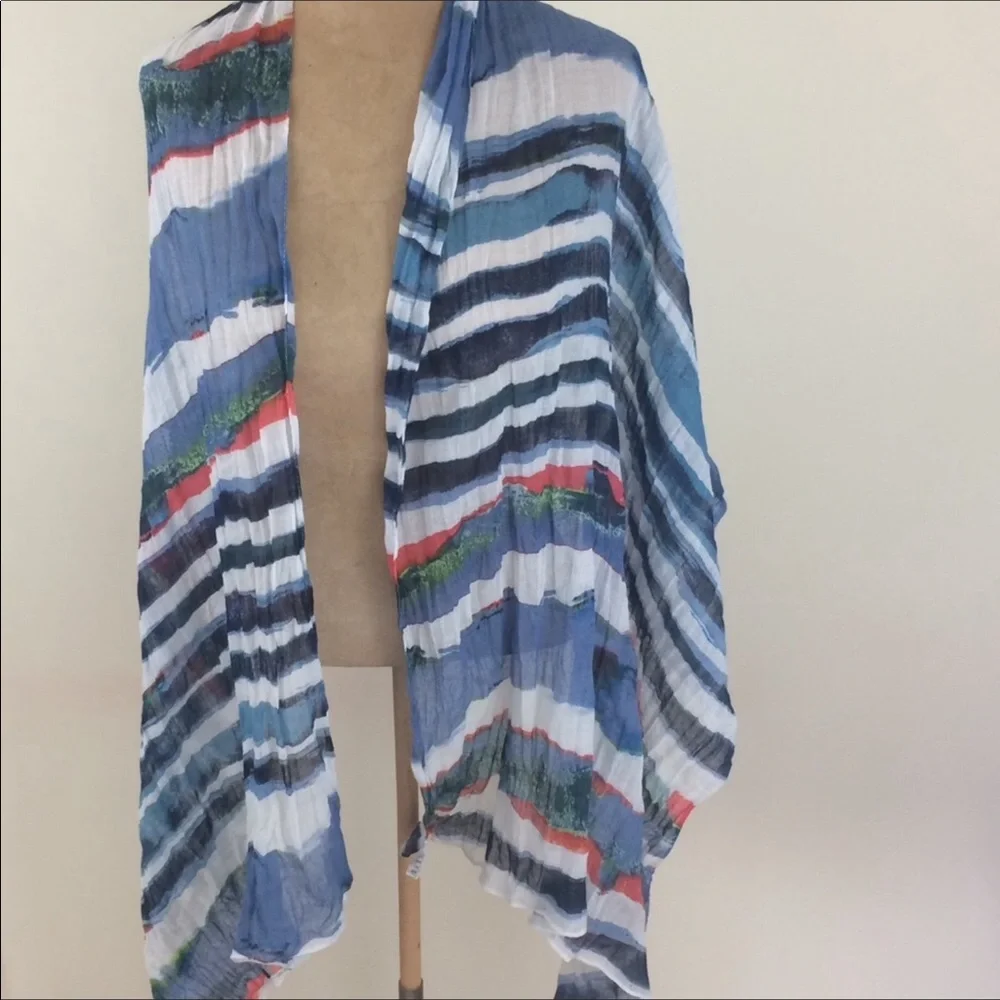 Fraas Multi Color Scarf 100% polyester Blue White NWOT